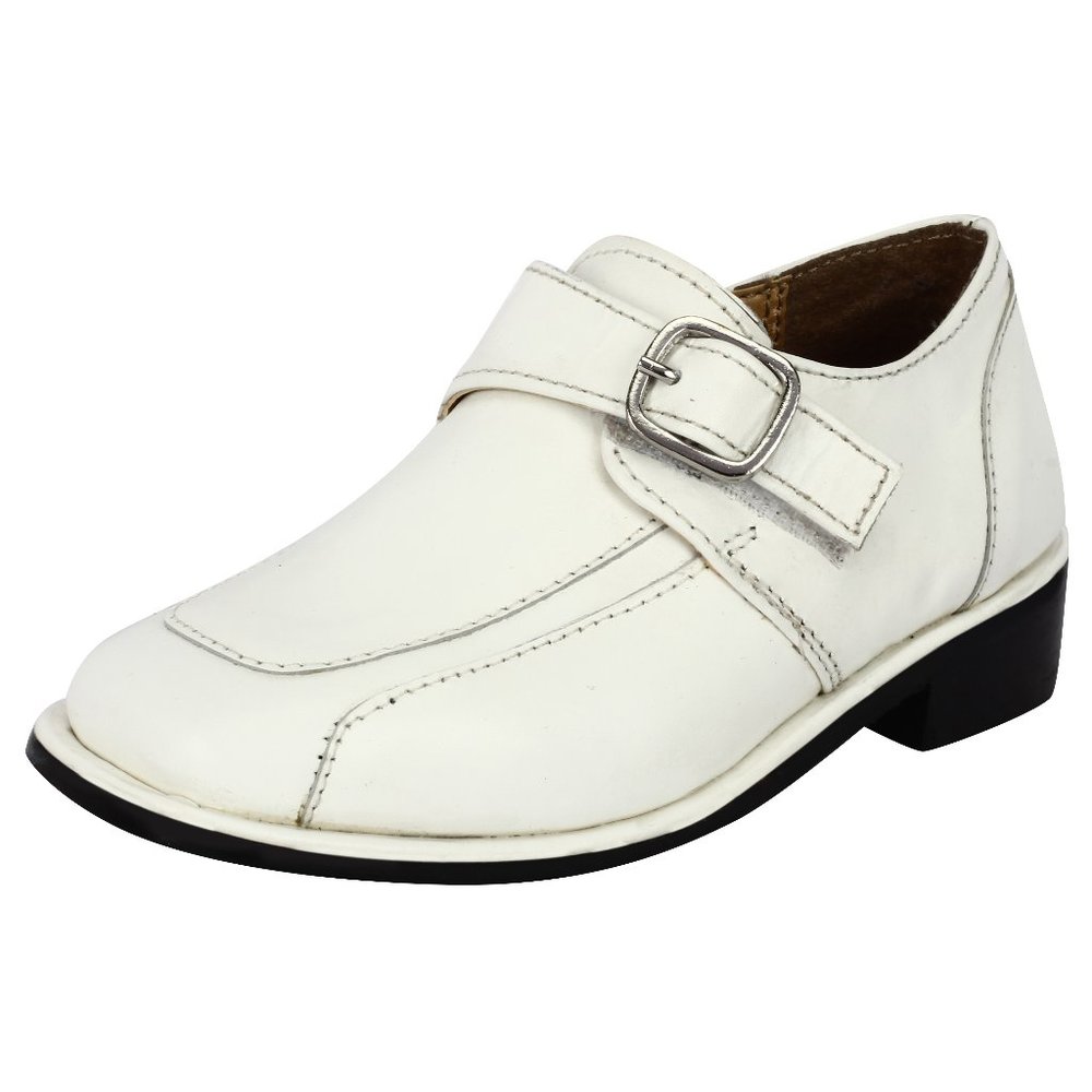 LIBERTYZENO Kid's White Leather Oxford Style Dress Shoes